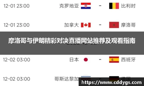 摩洛哥与伊朗精彩对决直播网站推荐及观看指南
