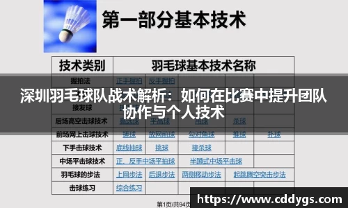深圳羽毛球队战术解析：如何在比赛中提升团队协作与个人技术